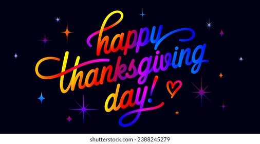 Thanksgiving Day. Hand lettering for holiday Thanksgiving Day, vintage graphic, banner, poster, greeting card calligraphy thanksgiving day, postcard for holiday Thanksgiving Day. Vector Illustration