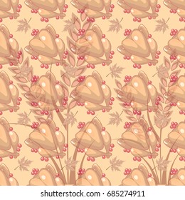 Thanksgiving Day. Harvest seamless pattern. Holiday decoration. Thanksgiving Day seamless pattern. Autumn season design. Fall pattern. Repeating turkey background. 