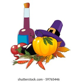 Thanksgiving Day hat and vegetables