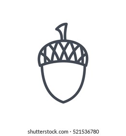 Thanksgiving Day Icon Outlined Holiday Line Acorn