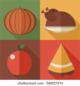 Thanksgiving day icon set