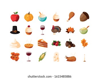 Thanksgiving day icon set pack, High Quality variety symbols Vector illustration