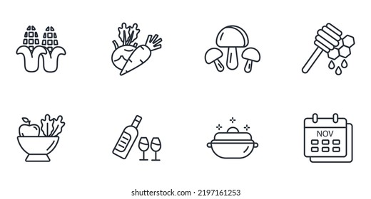 Thanksgiving Day icons set . Thanksgiving Day pack symbol vector elements for infographic web