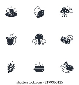 Thanksgiving Day icons set . Thanksgiving Day pack symbol vector elements for infographic web