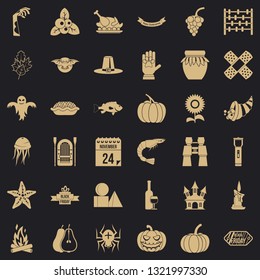 Thanksgiving Day icons set. Simple style of 36 Thanksgiving Day vector icons for web for any design