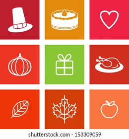 Thanksgiving Day Icons. Vector flat design