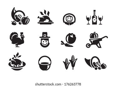 Thanksgiving Day icons. Vector format