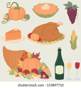 Thanksgiving Day icons. Vector set, EPS 8.