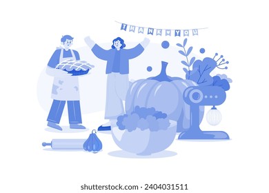 Thanksgiving Day Illustration concept on white background