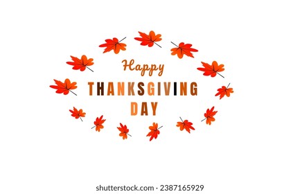 Thanksgiving day illustration text calligraphy greeting. Autumn leaf season. poster, banner, celebration, invitation design vector