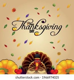 Thanksgiving day invitation background with creative pumpkin 