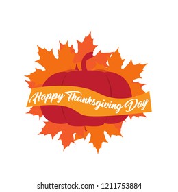 Thanksgiving day label with a pumpkin. Vector illustration design