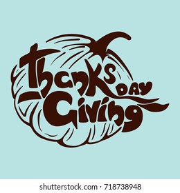 Thanksgiving day lettering greeting card.