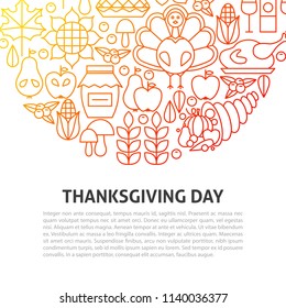 Thanksgiving Day Line Concept. Vector Illustration of Outline Template.