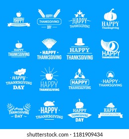 Thanksgiving day logo set. Simple illustration of thanksgiving day vector logo set for web design