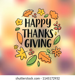 Thanksgiving day. Logo, text design. Typography for greeting cards and posters. Give thanks.