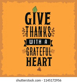 Thanksgiving day. Logo, text design. Typography for greeting cards and posters. Give thanks.