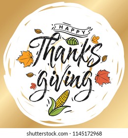 Thanksgiving day. Logo, text design. Typography for greeting cards and posters. Give thanks.