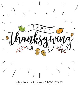 Thanksgiving day. Logo, text design. Typography for greeting cards and posters. Give thanks.