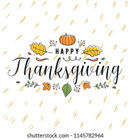 Thanksgiving day. Logo, text design. Typography for greeting cards and posters. Give thanks.
