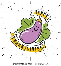 Thanksgiving day. Logo, text design. Typography for greeting cards and posters. Give thanks.