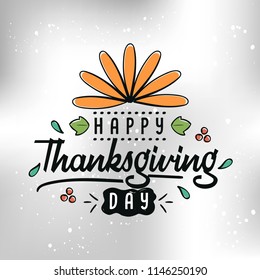 Thanksgiving day. Logo, text design. Typography for greeting cards and posters. Give thanks.