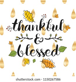 Thanksgiving day. Logo, text design. Typography for greeting cards and posters. Give thanks.