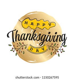Thanksgiving day. Logo, text design. Typography for greeting cards and posters. Give thanks.