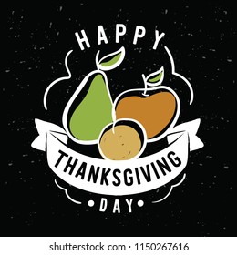 Thanksgiving day. Logo, text design. Typography for greeting cards and posters. Give thanks.