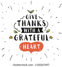 Thanksgiving day. Logo, text design. Typography for greeting cards and posters. Give thanks.