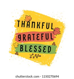 Thanksgiving day. Logo, text design. Typography for greeting cards and posters. Give thanks.