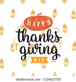 Thanksgiving day. Logo, text design. Typography for greeting cards and posters. Give thanks.