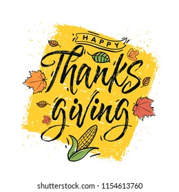 Thanksgiving day. Logo, text design. Typography for greeting cards and posters. Give thanks.