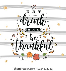 Thanksgiving day. Logo, text design. Typography for greeting cards and posters. Give thanks.