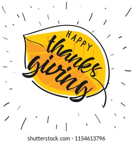 Thanksgiving day. Logo, text design. Typography for greeting cards and posters. Give thanks.