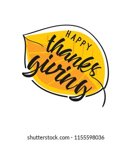 Thanksgiving day. Logo, text design. Typography for greeting cards and posters. Give thanks.