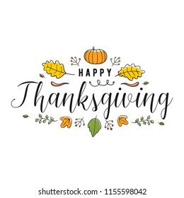 Thanksgiving day. Logo, text design. Typography for greeting cards and posters. Give thanks.