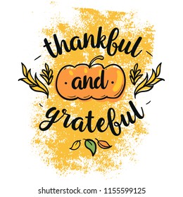 Thanksgiving day. Logo, text design. Typography for greeting cards and posters. Give thanks.