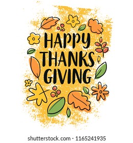 Thanksgiving day. Logo, text design. Typography for greeting cards and posters. Give thanks.