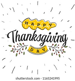 Thanksgiving day. Logo, text design. Typography for greeting cards and posters. Give thanks.