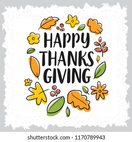 Thanksgiving day. Logo, text design. Typography for greeting cards and posters. Give thanks.