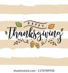 Thanksgiving day. Logo, text design. Typography for greeting cards and posters. Give thanks.