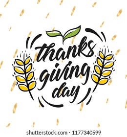 Thanksgiving day. Logo, text design. Typography for greeting cards and posters. Give thanks.