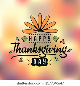 Thanksgiving day. Logo, text design. Typography for greeting cards and posters. Give thanks.