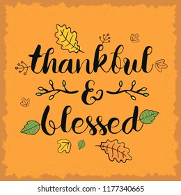 Thanksgiving day. Logo, text design. Typography for greeting cards and posters. Give thanks.