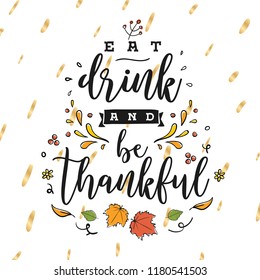 Thanksgiving day. Logo, text design. Typography for greeting cards and posters. Give thanks.