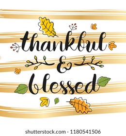 Thanksgiving day. Logo, text design. Typography for greeting cards and posters. Give thanks.