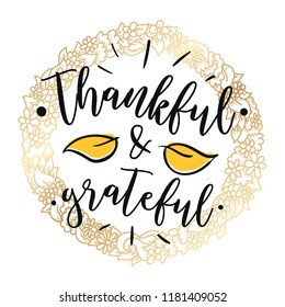 Thanksgiving day. Logo, text design. Typography for greeting cards and posters. Give thanks.