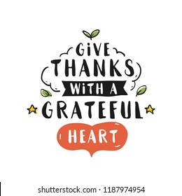 Thanksgiving day. Logo, text design. Typography for greeting cards and posters. Give thanks.