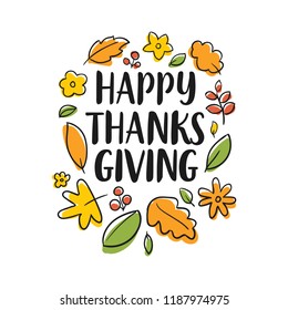 Thanksgiving day. Logo, text design. Typography for greeting cards and posters. Give thanks.